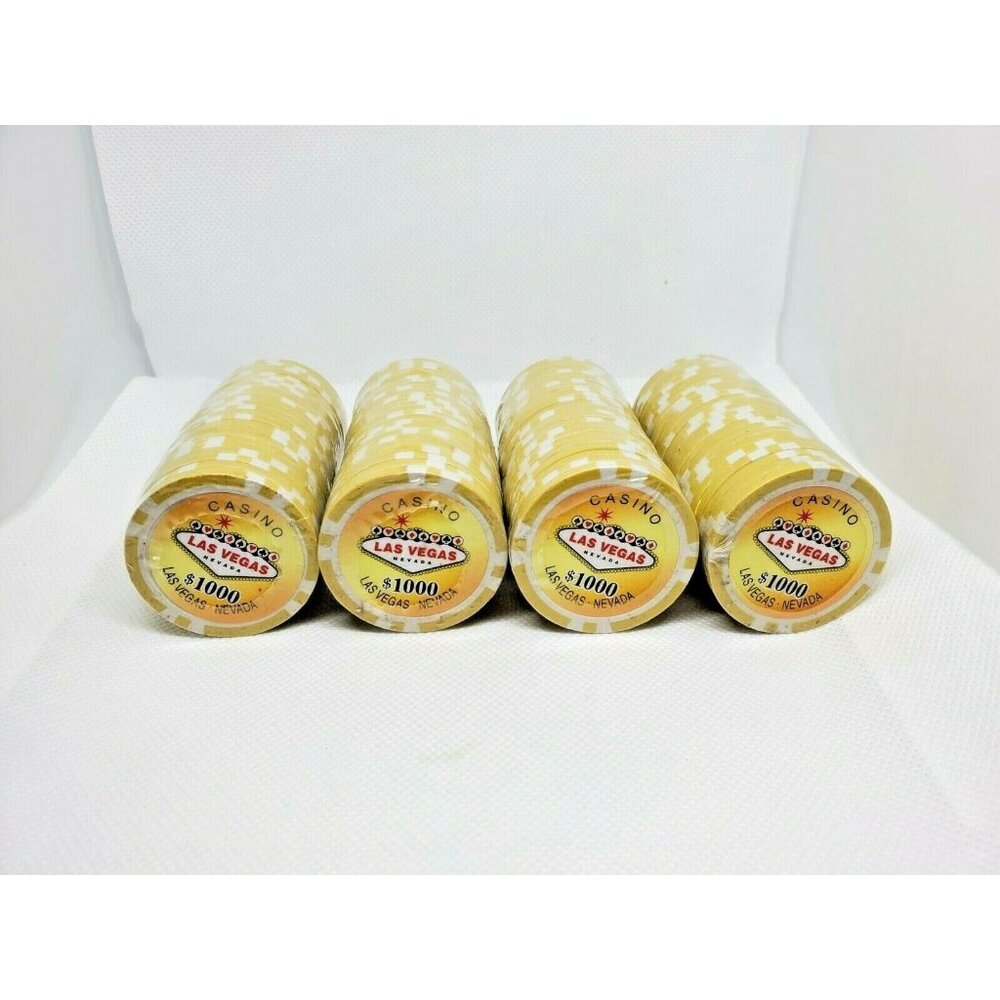 Lot Of 4 Las Vegas Nevada Casino $1000 Collectible Playing Poker Chips 25 Count